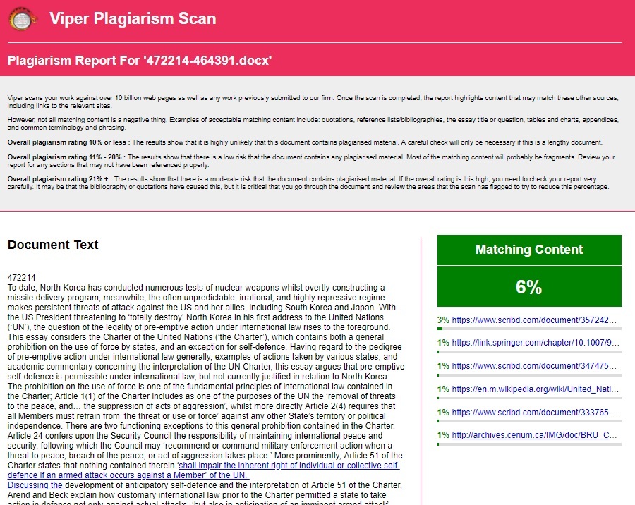 Viper Plagiarism Report