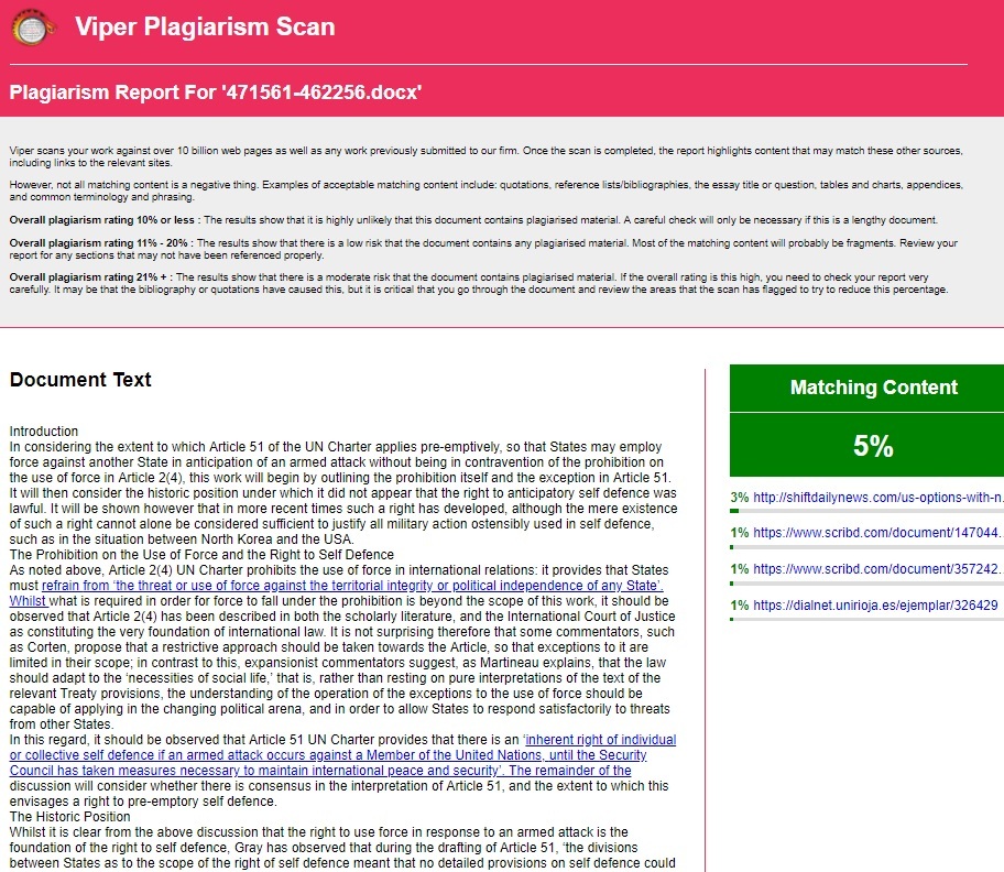 Viper Plagiarism Report