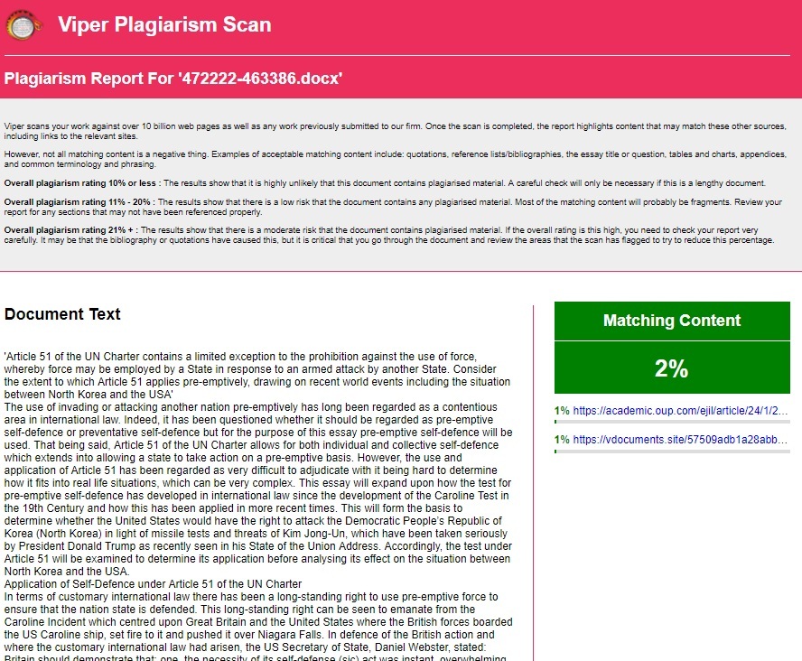 Viper Plagiarism Report